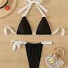 Новые узкие бретели бикини с вырезом на шее маленький свежий раздельный купальник женский