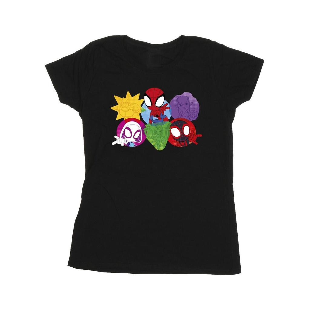 Marvel Женская/женская хлопковая футболка «Паук и его удивительные лица друзей»