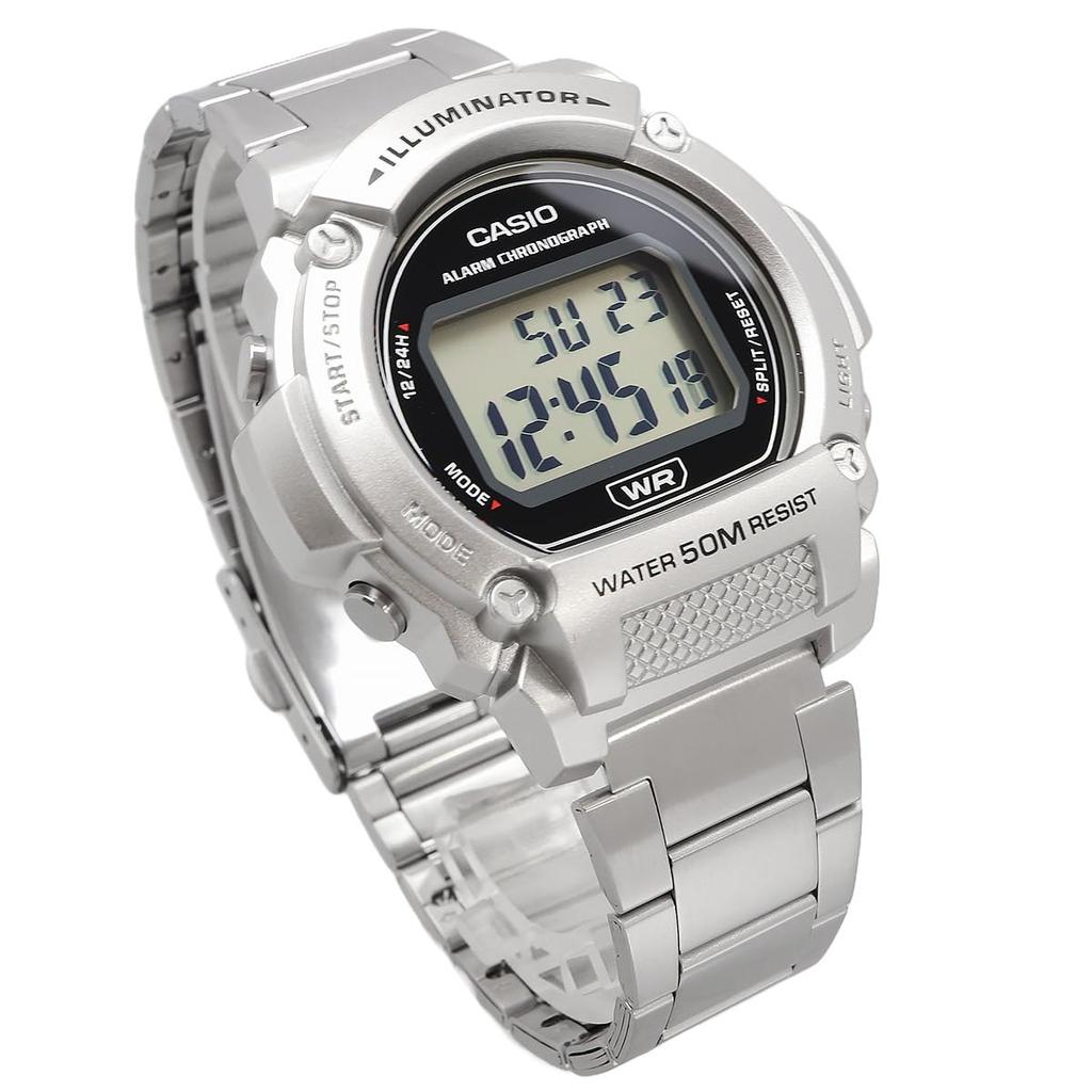 Casio Стандартные цифровые часы W -219H-8BV / -219HD-1AV Мужские, Темно-серые, Международная модель [Импортные] / Металлический браслет серебристого цвета [Импортные]