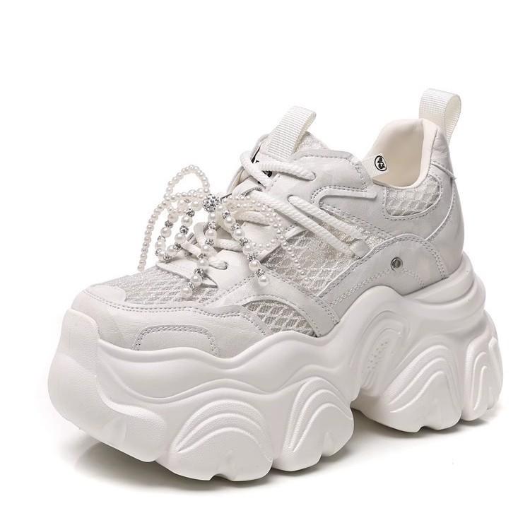 Women's Shoes Mesh Breathable Heightening Dad Shoes 2025 Summer Muffin Thick-soled Casual Little White Shoes Versatile Breathable Women's Shoes