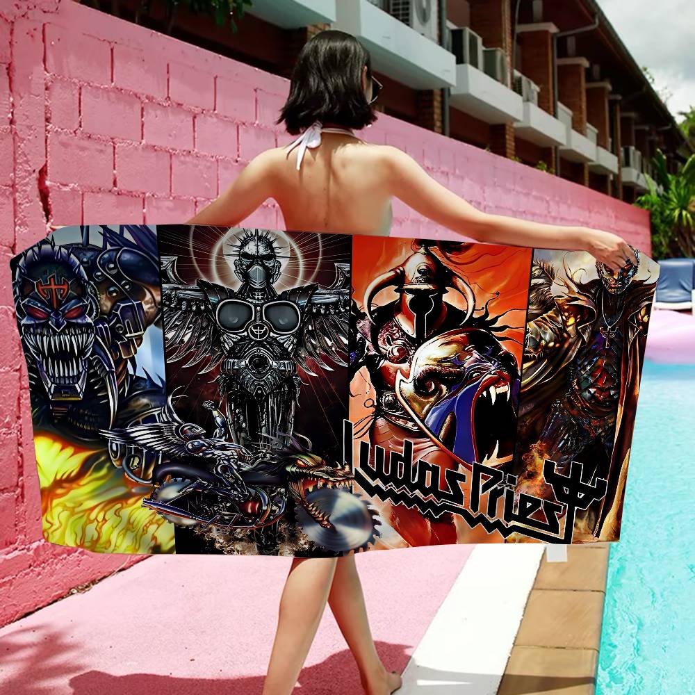 J-Judas Priest Рок-группа Аниме Пляжное Полотенце Мягкое Впитывающее Салфетка Детские Подарки Для Детей Путешествия Кемпинг Спортзал