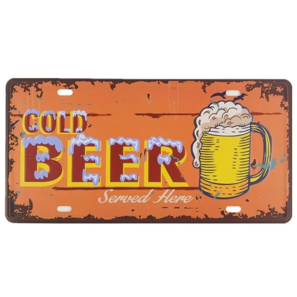 Metal Tin Sign Car License Plate Beer Beach USA Art Poster Shabby Plaque Iron Poster Pub Wall Sticker Decor