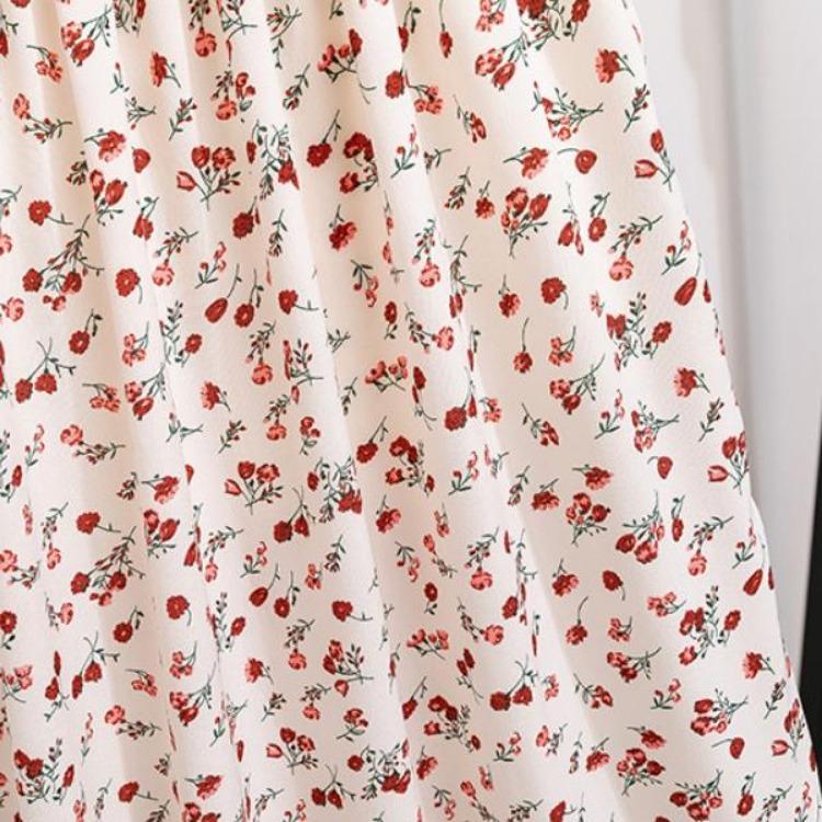 Женское шифоновое платье с цветочным принтом, повседневное летнее осеннее, с коротким рукавом, эластичной талией, А-силуэта, миди, модное