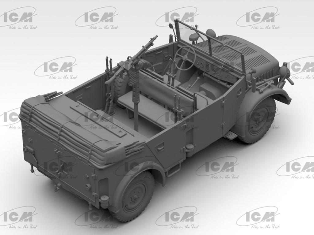 Пластиковая модель немецкого бронетранспортера ICM 35502 1/35 Kfz.70 с MG34 (военный автомобиль)
