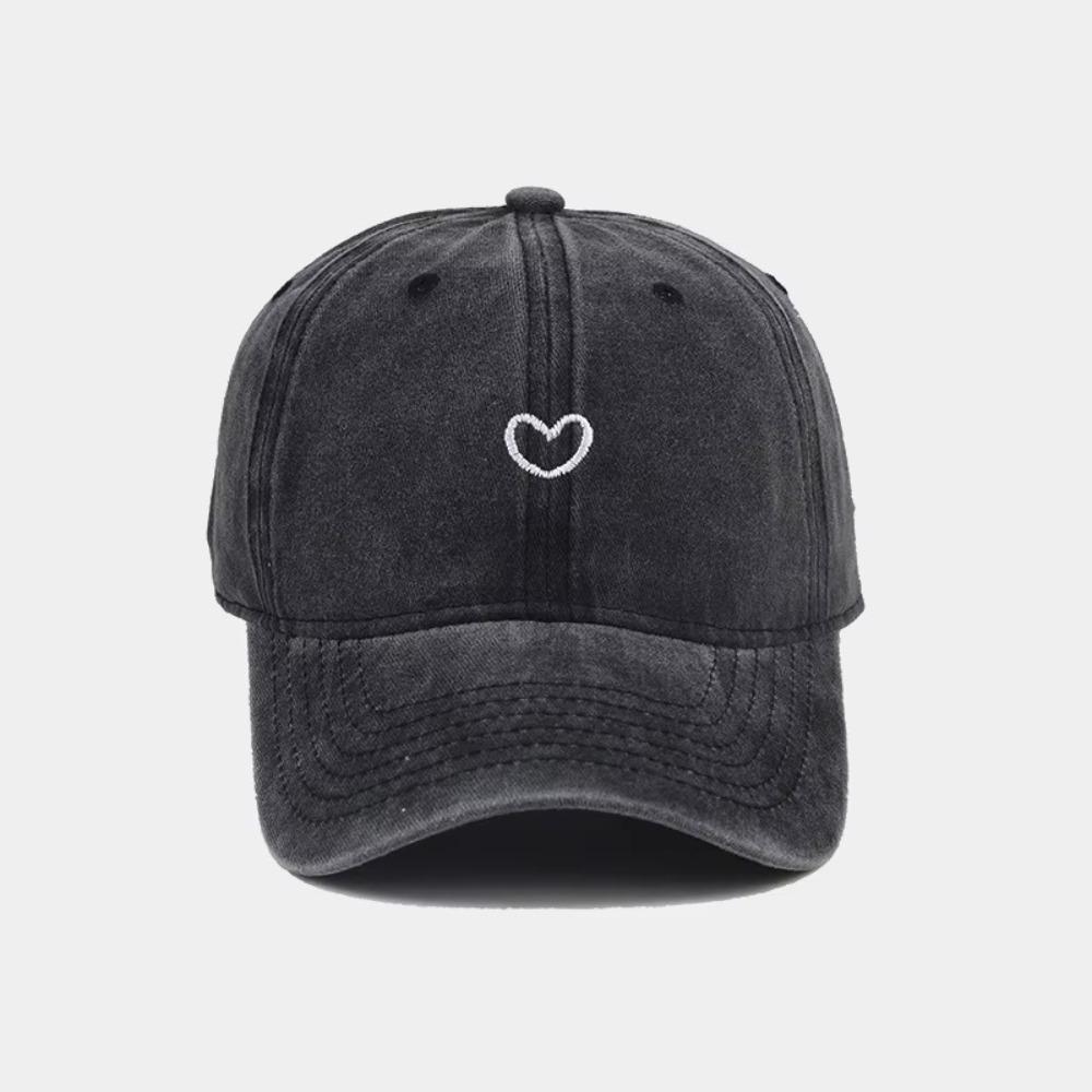 Washed Cotton Sun Hat Embroidered Love Sunscreen Cap Casual Baseball Cap Women Men