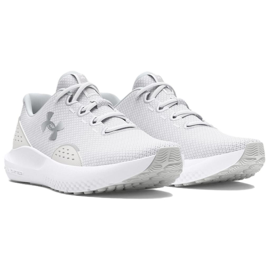 Under Armour Surge 4 White Metallic Silver Women Sneakers Distant-Grey 3027007-100