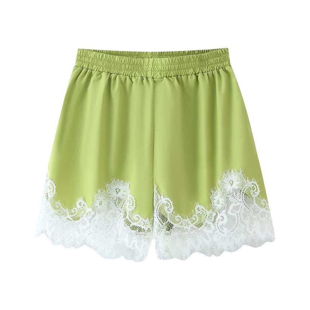 European and American style French women's clothing fashion versatile temperament casual lace shirt shorts set