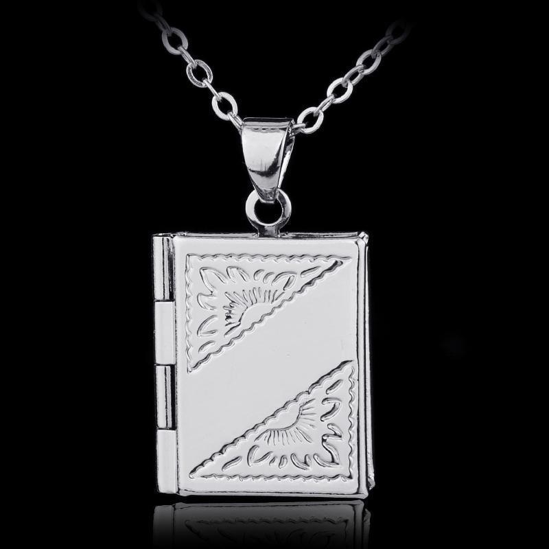 Women Men Silver Color Book Box Photo Locket Pendant Jewelry Without Chain For Friends Wholesal R6A5