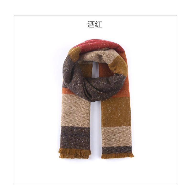 Autumn and Winter Korean Version of Imitation Cashmere Scarf, Striped Color Matching Shawl, Spliced Striped Scarf, Tassel Two