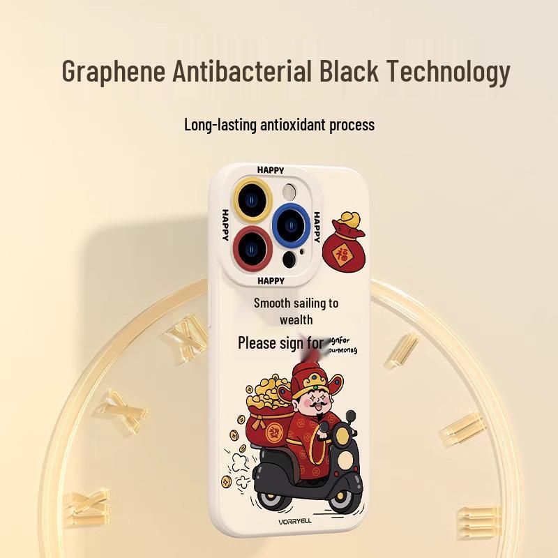 Защитный чехол Rich God для iPhone 12/13 Mini/14/15 Pro Max/16 - Противоударный, Новогодний дизайн