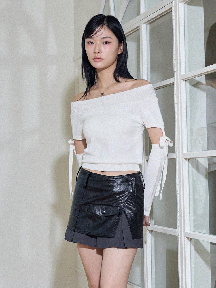 ITOV SEOUL Off-Shoulder Cutout Knit Iv