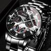 Fashion Men Black Stainless Steel Watch Luxury Calendar Quartz Wrist Watch Mens Business Watches for Man Clock Relogio Masculino