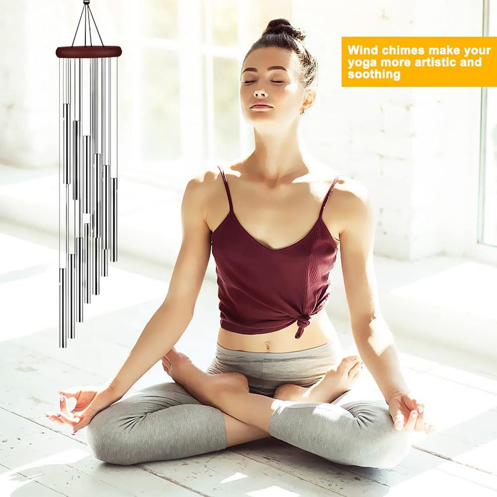 Metal Wind Chimes with 12 Aluminum Alloy Tubes Hanging Sympathy Wind Chimes for Home Garden