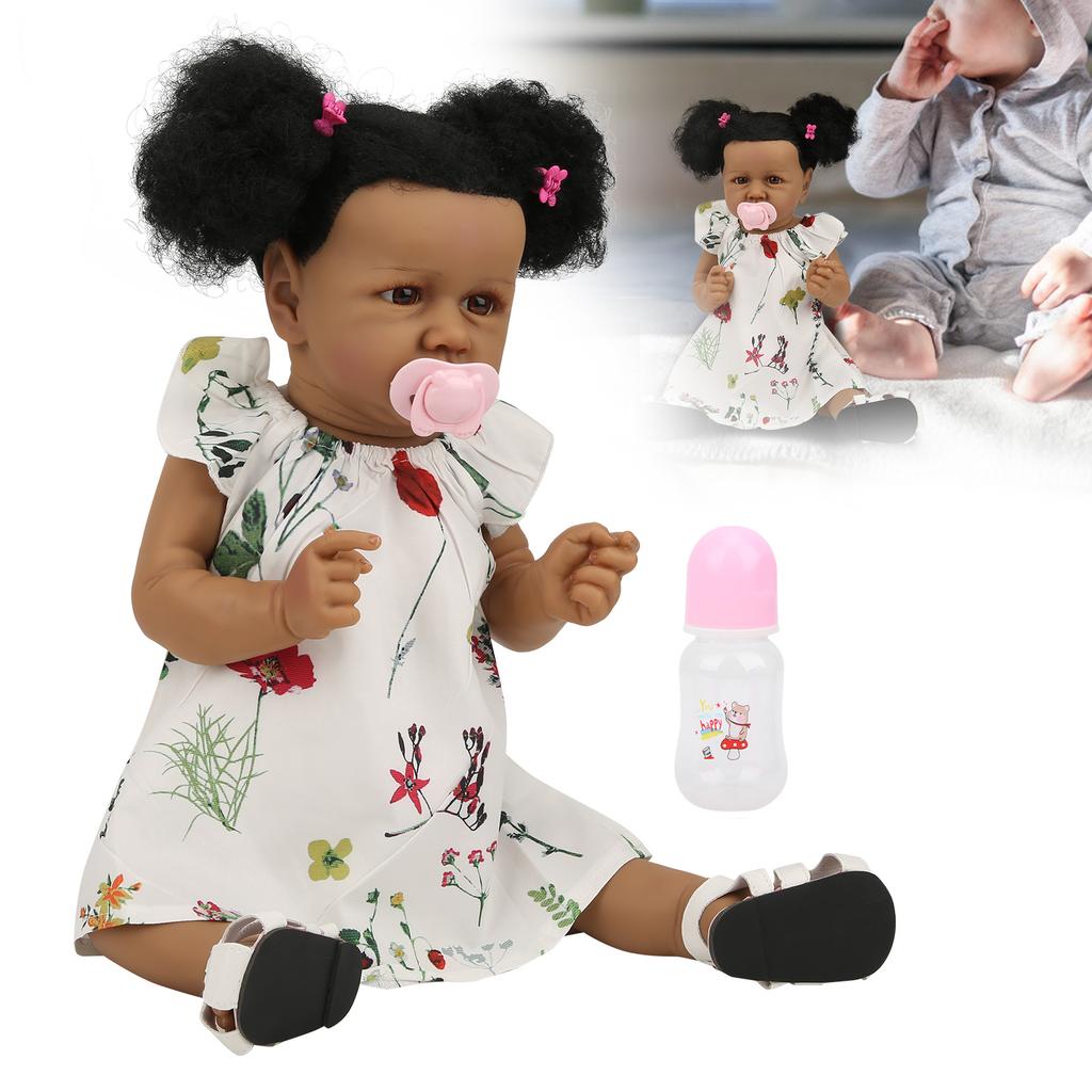 23-дюймовый набор для кукол Reborn Baby, ручная работа, черные волосы, кожа, девочка, кукла, модные детские игрушки, подарок, карие глаза