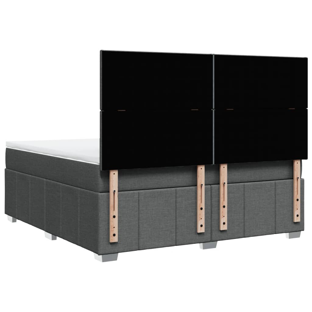 Box Spring Bed with Mattress Dark Grey 180 x 200 cm Fabric