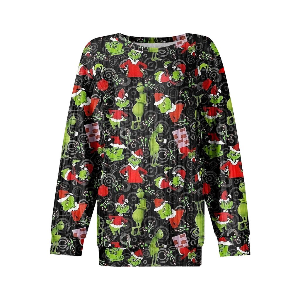 Women's Printed Lightweight Brushed-Cotton Round Neck Top