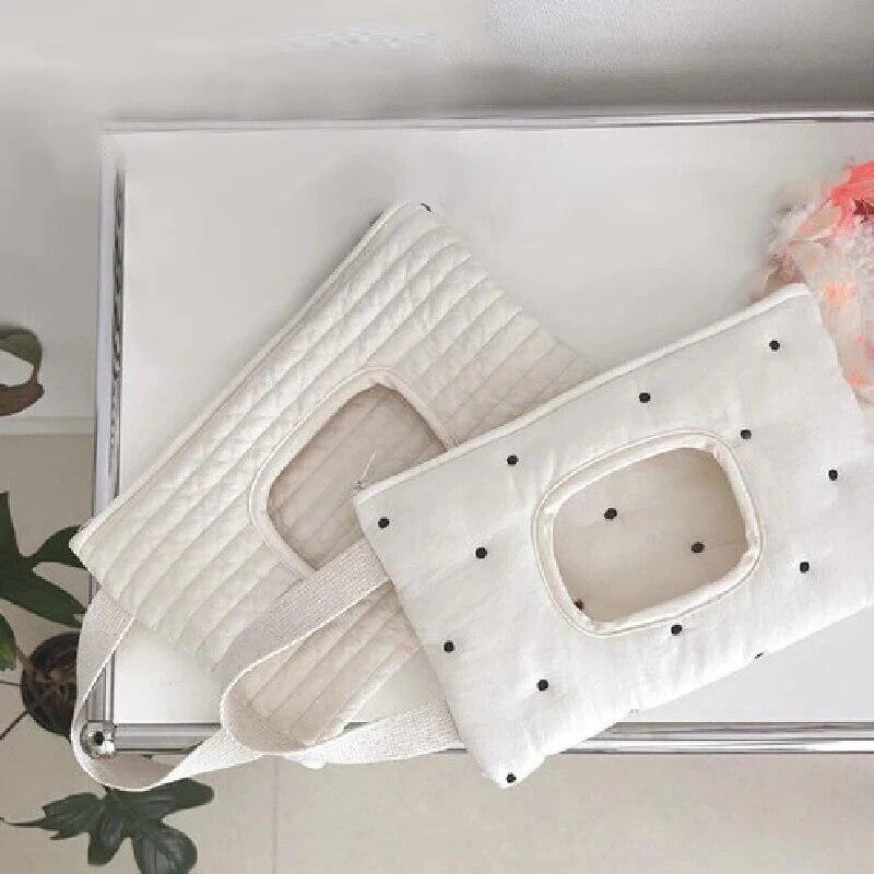 Подвесная сумка для детской тележки, детская мультяшная сумка, дорожная переносная сумка для хранения влажных бумажных полотенец, симпатичная полосатая простая сумка на молнии