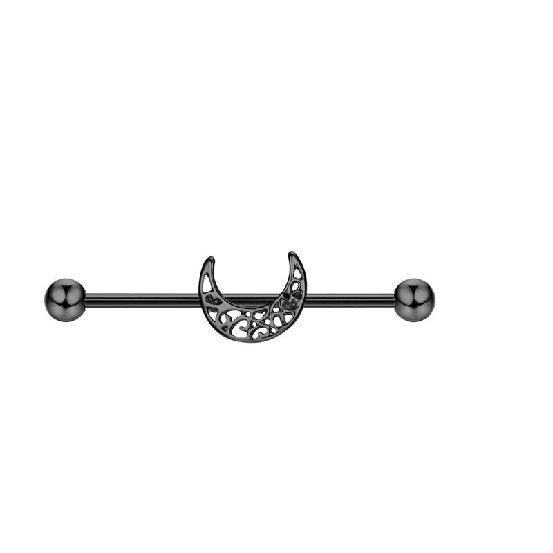 Пирсинг из нержавеющей стали с двумя ушными бабочками в промышленном стиле