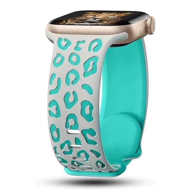 Ремешки Для Apple Watch Band 40мм 44мм 42мм 45мм 41мм 49мм 46мм Силиконовый Гравированный Correa Браслет Серия 8 9 7 SE 6 ultra 2 3 10