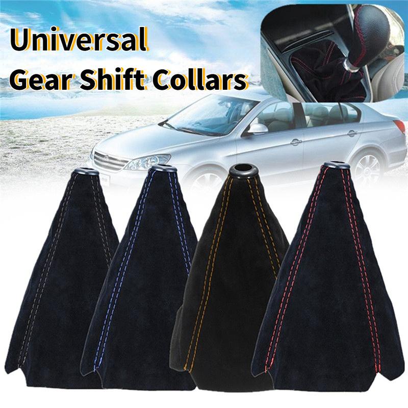 Universal Car Gear Shift Collars Carbon Fiber Accessories Car Manual Stick Shifter Knob Gear Shift Boot Cover Gaiter PU Leather
