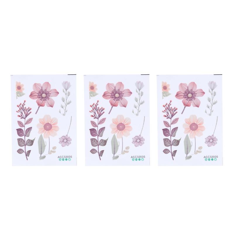3 Sheets Flowers Switch Wall Sticker PVC Removable Waterproof Sticker For Bedroom Bathroom Living Room Home Decoration Stickers