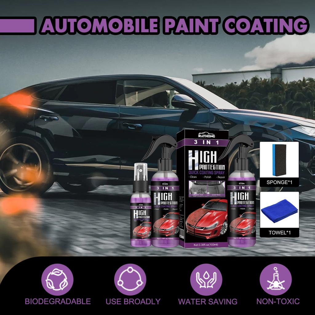 Rapid Ceramic Coating Fortify Car Wax Polish Spray Hydrophobic Intense Gloss Shine For Professional Car Coating Polish Trio Kit
