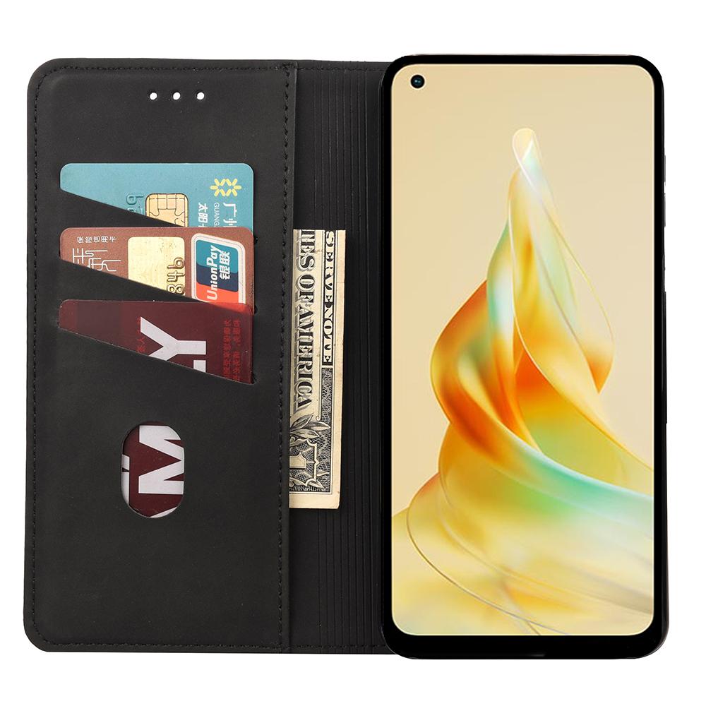 Для телефона Oppo Reno8 T 4G Чехол-кошелек из ПУ кожи с цветной вставкой Подставка Скин-тач чехол для телефона