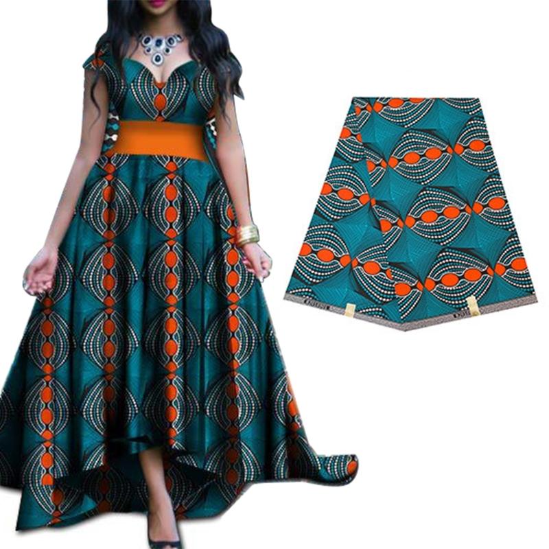 Африканская вощеная печатная ткань 3 ярда Двусторонняя геометрическая печать Полиэстеровая ткань для шитья, рукоделия и украшения дома