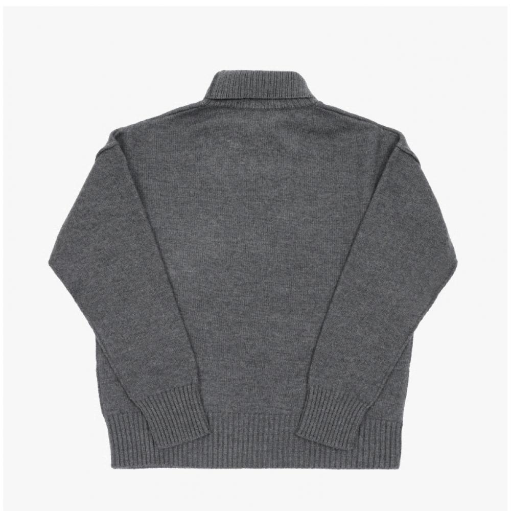 Ami Big Heart Logo Intarsia Turtleneck Knit Model Uks839 018 0504