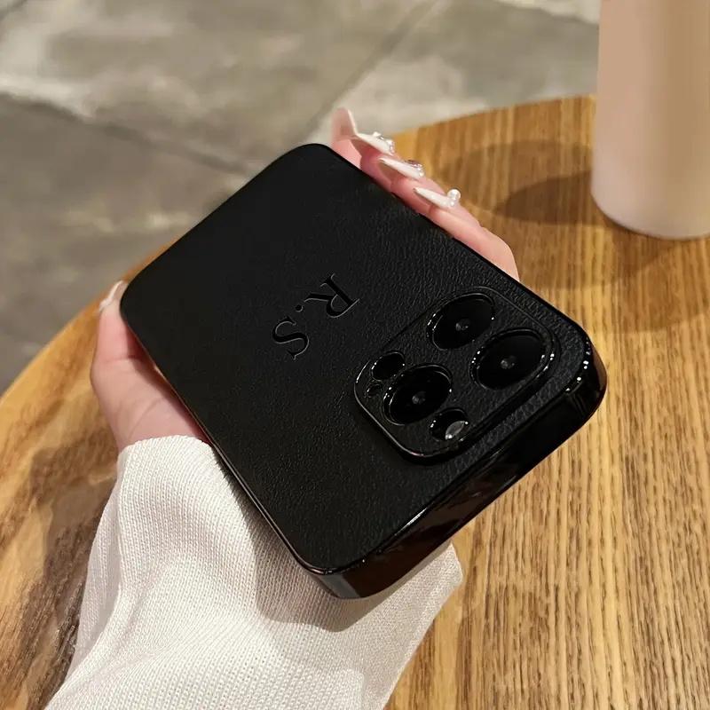 Персонализированный чехол с инициалами и именем для iPhone 17 16 15 14 13 12 11 Pro Max Plus, чехол из искусственной кожи с покрытием
