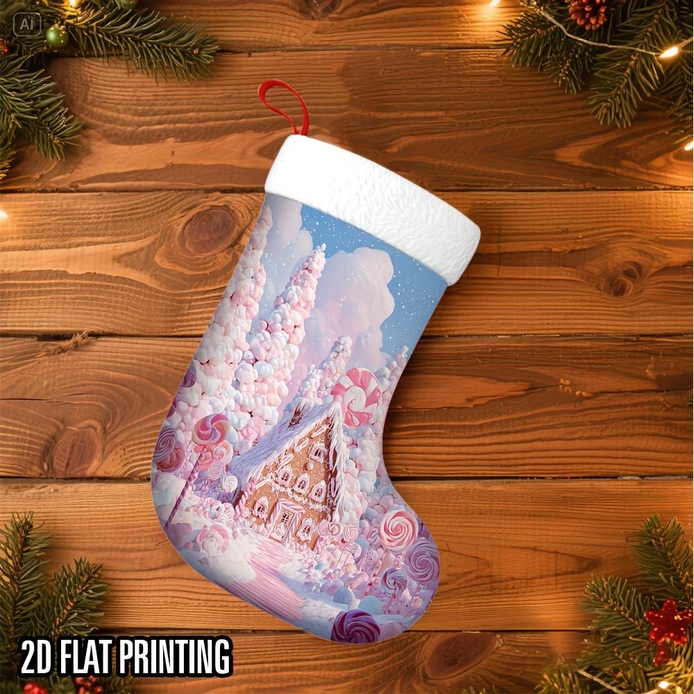 Christmas decoration fireplace hanging stocking1pc Christmas Candyland Cottage Christmas Stocking, Plush Hangi