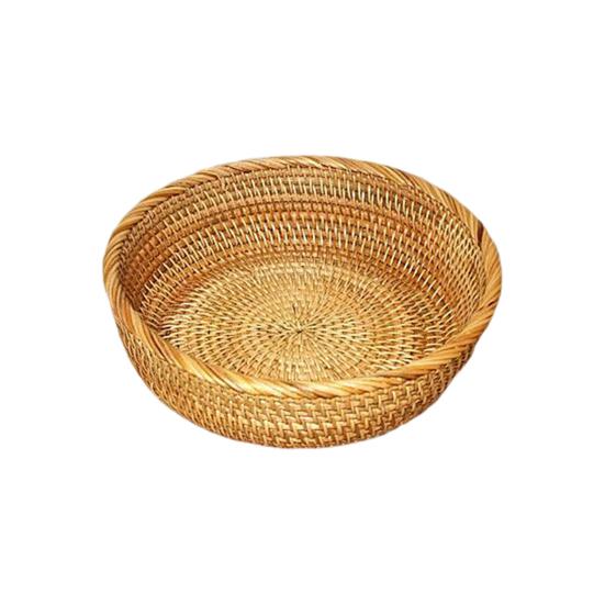 Корзина для хранения из ротанга, круглая сервировочная корзина, органайзер для гостиной, ручная работа, фруктовая чаша