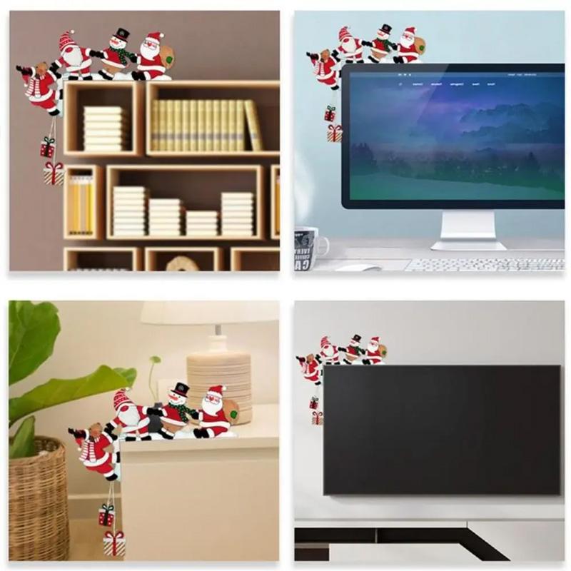 1pc Fashion Santa Christmas Door Corner Decor Snowman Reindeer Frame Sign Wooden For Party House