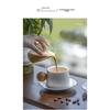 Cute Cat Ceramic Coffee Cup with Saucer, 230ml Porcelain Tea Cup with Wooden Handle