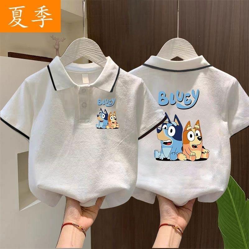 Summer Boys Cartoon Print Polo Shirt Breathable Short Sleeve T-Shirt Trendy Kids Collar Top