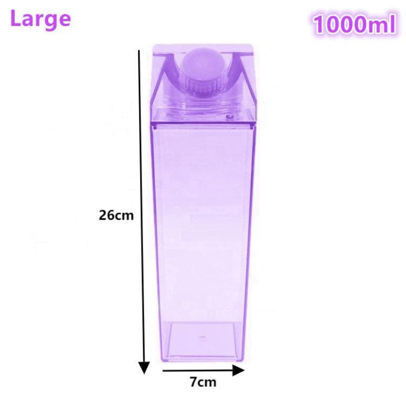 500/1000 мл Прозрачная бутылка для молока, коробка для воды, квадратная чашка для кофе, сока, чая, прозрачная емкость для хранения молока для занятий спортом на открытом воздухе, кемпинга, тренажерного зала