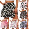 Женские шорты с принтом, модные цветочные рюши по краю, эластичные повседневные пляжные брюки с высокой талией, мягкая летняя одежда для дома