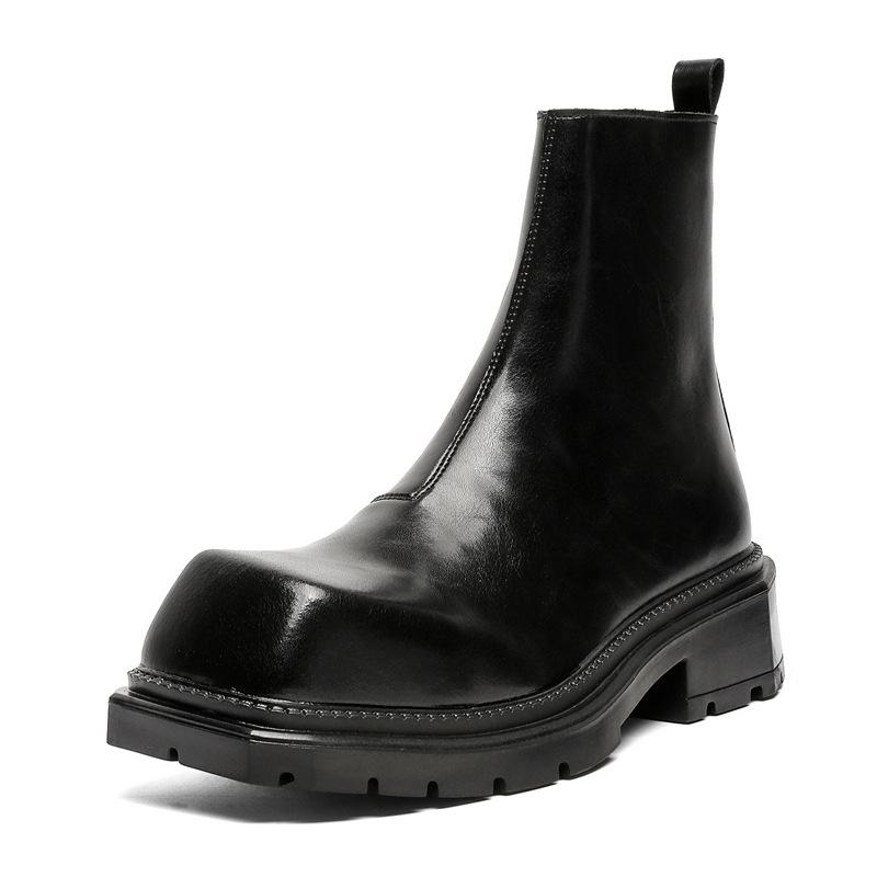 Chelsea boots men's 2024 autumn and winter new British style men's square head thick sole heightening Martin boots 2907-J