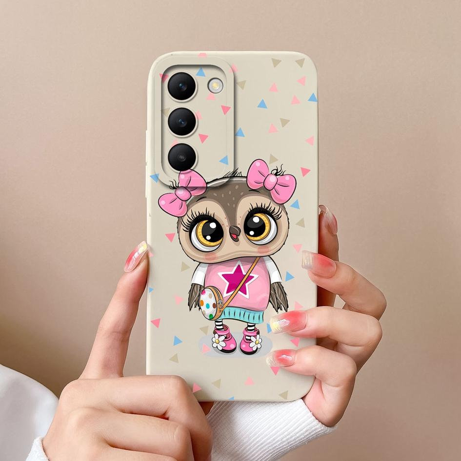 Красивый бампер с изображением мультяшного кота для Vivo Y200e T3 Y100 (ИДН) Чехол V30e V40 Pro Lite V30 SE, матовый защитный экран, устойчивый к падениям, мягкий силиконовый чехол для телефона