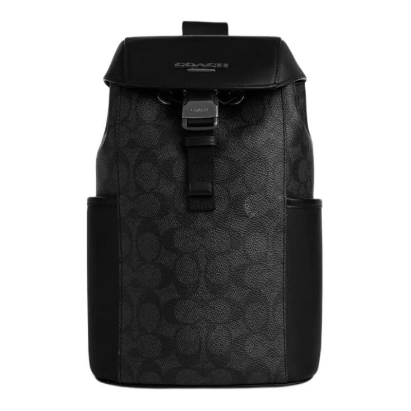 Coach Racer Pack 18 Логотип Съемный плечевой ремень Покрытый холст Сумка через плечо на грудь Маленькая мужская Угольный