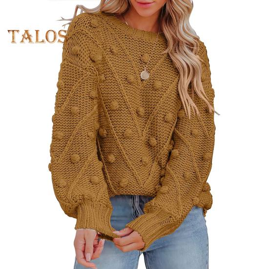 Женские свитера с круглым вырезом и длинным рукавом, жаккардовый декор, трикотажные топы, однотонные, свободного кроя, джемперы, трикотаж