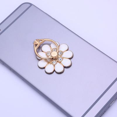Прочный кронштейн для кольца на палец Уникальный металлический держатель для телефона в форме цветка со стразами, работающий одной рукой, ленивый держатель