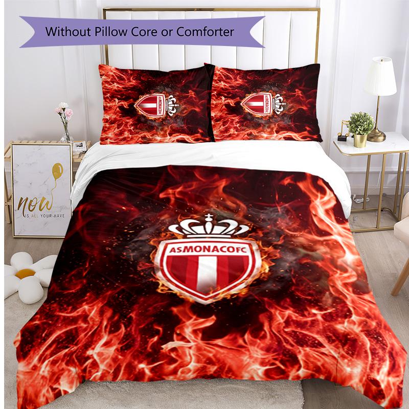 Monaco FC Printed 3PCS Bedding Set Breathable Duvet Cover with Pillowcases Decorative Bed Linen for Bedroom Home
