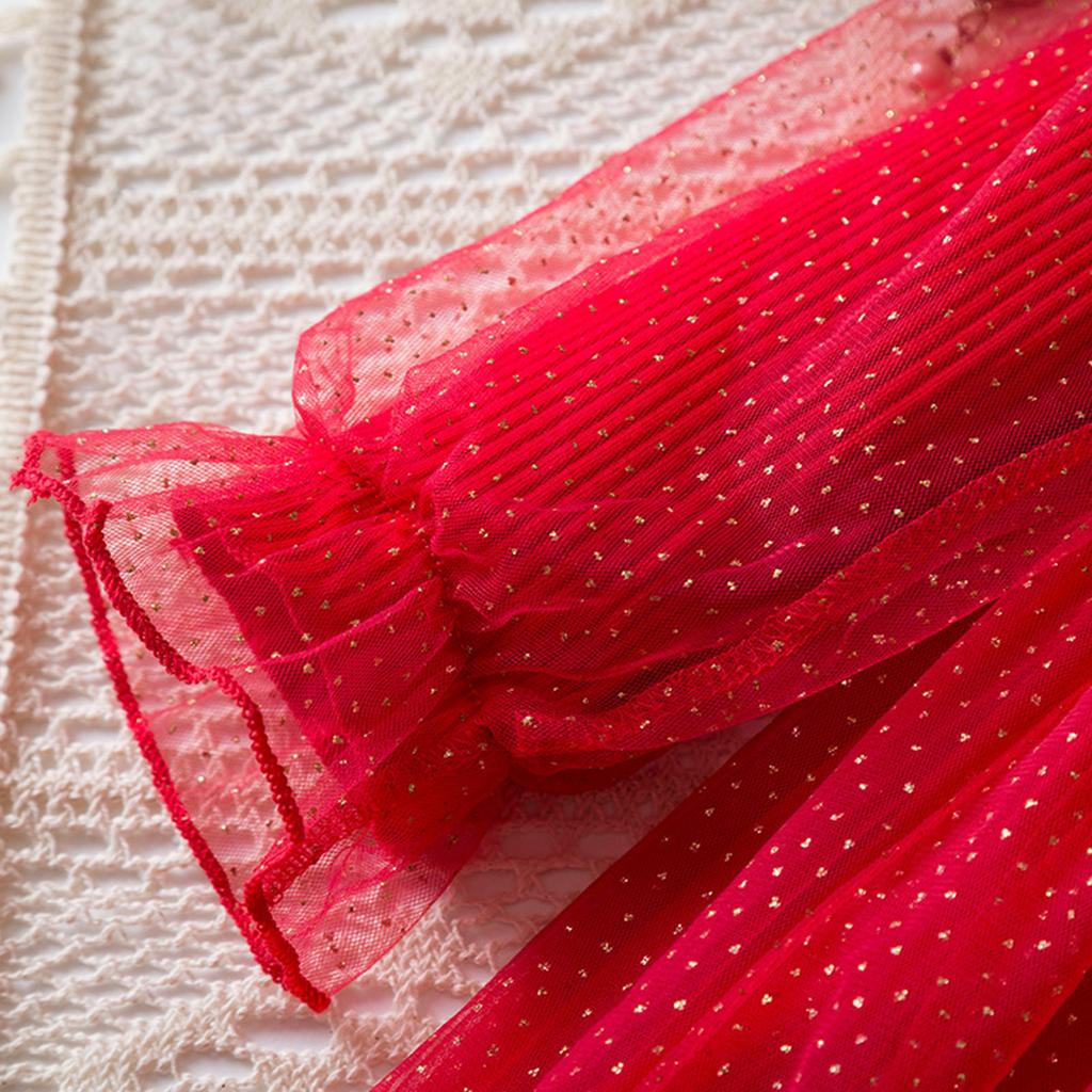 Девочки Мода Милые Платья Принцессы из Сетки с Длинным Рукавом-Пузырем Платья