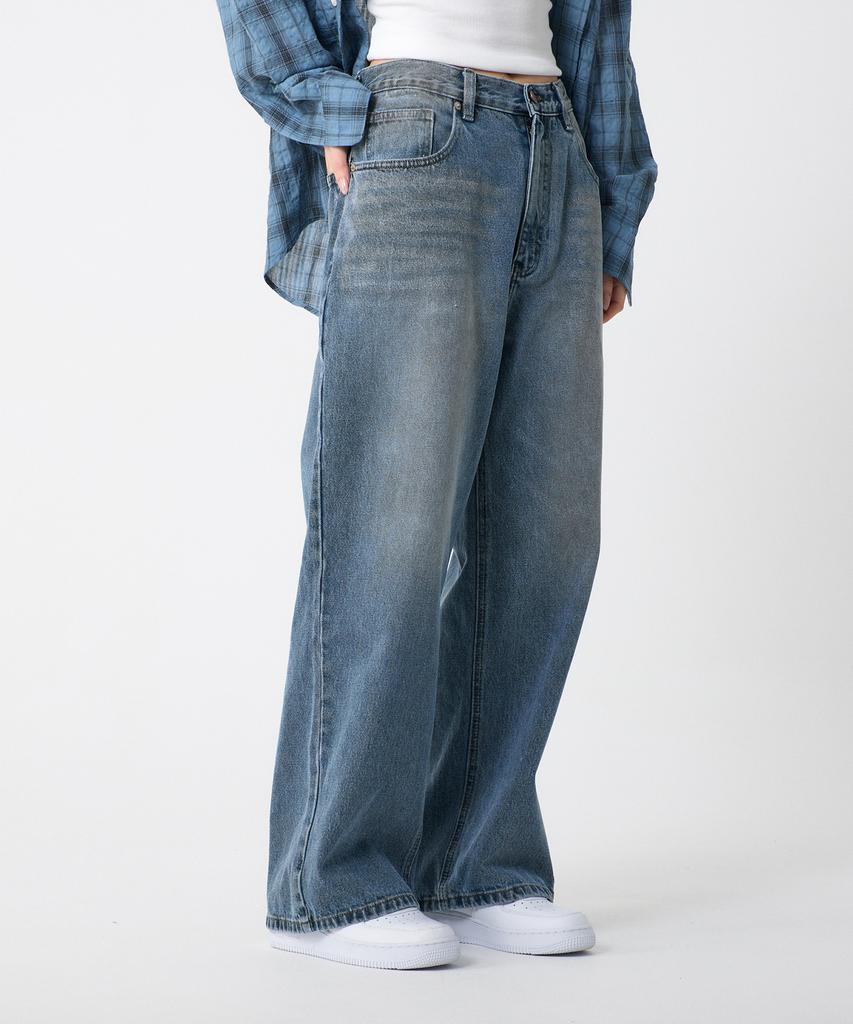 UNKNOWN PLANET Vintage Semi-Wide Denim Pants Washed Blue