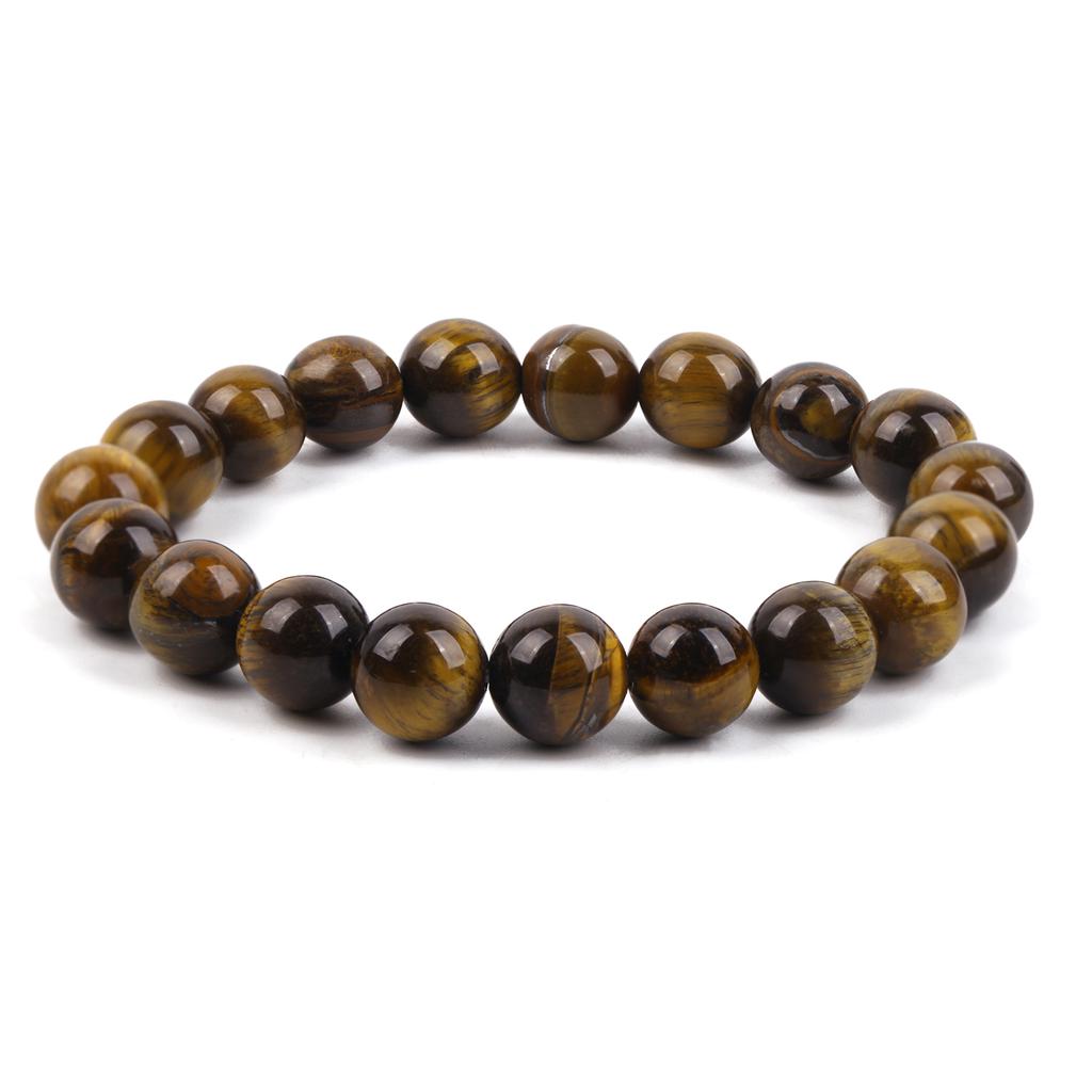Браслет на резинке с тигровым глазом, диаметр бусин 6-12 мм