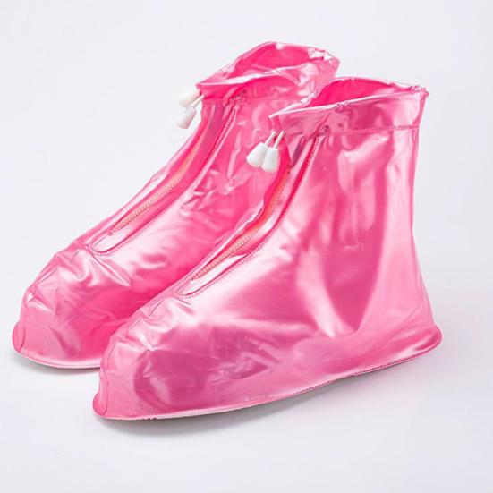 1 Pair PVC Rain Shoe Covers Zipper Closure Convenient Women Shoes Boots Overshoes
