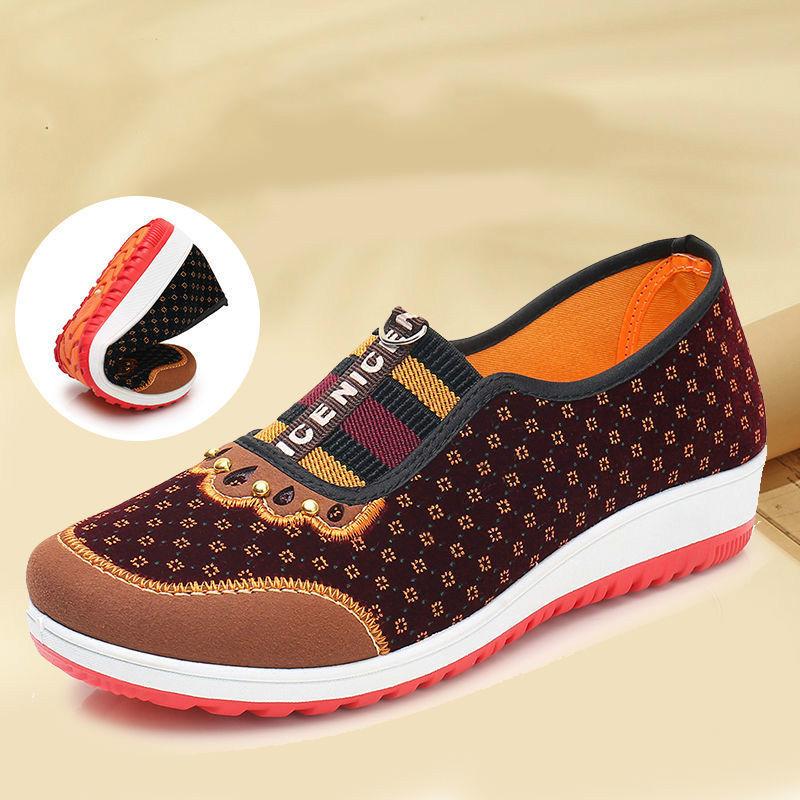 Женская обувь, новый стиль, мягкая подошва, нескользящая тканевая обувь среднего возраста для отдыха на плоской подошве, обувь для мам, женская повседневная обувь, Zapatos De Mujer