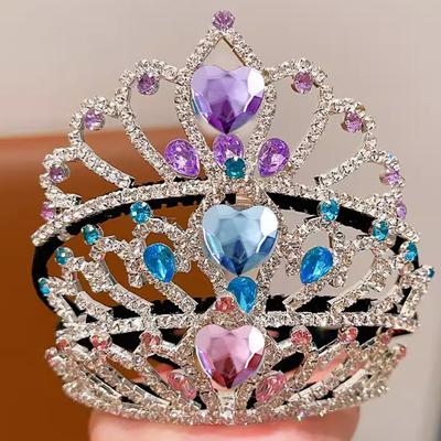 Свадебная повязка для волос с королевой и королем для девочек, розовые диадемы, короны, ювелирные аксессуары, детское украшение для волос, повязка на день рождения, корона