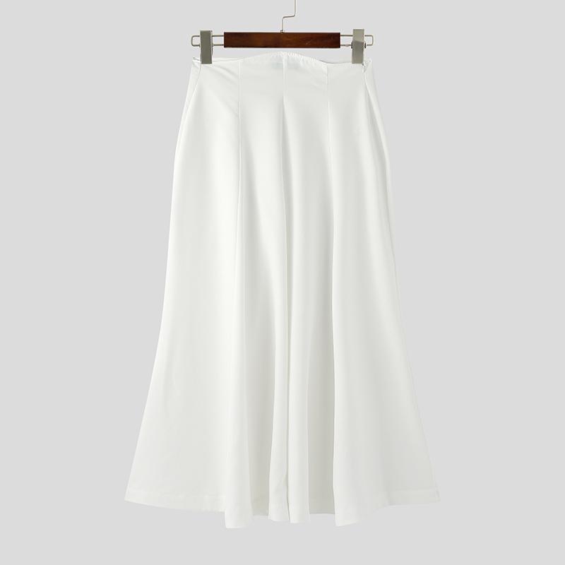 INCERUN Мужские брюки на молнии, асимметричные, с высокой талией, повседневные, длинные, с широкими штанинами